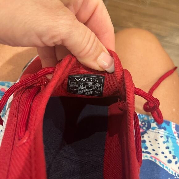 New Mens Nautica red casual boat shoes size 9.5 - Picture 4 of 7